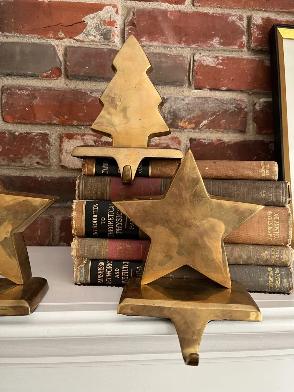 Vintage Pottery Barn Gold/Brass tone Stocking Mantel Hooks